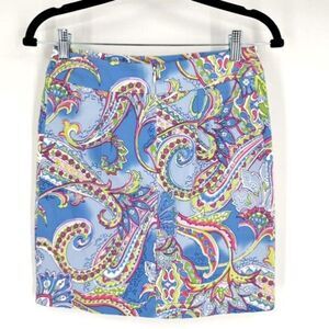 Melly M Womens Floral Paisley‎ Lined Stretch Pencil Skirt Blue Green Size Medium